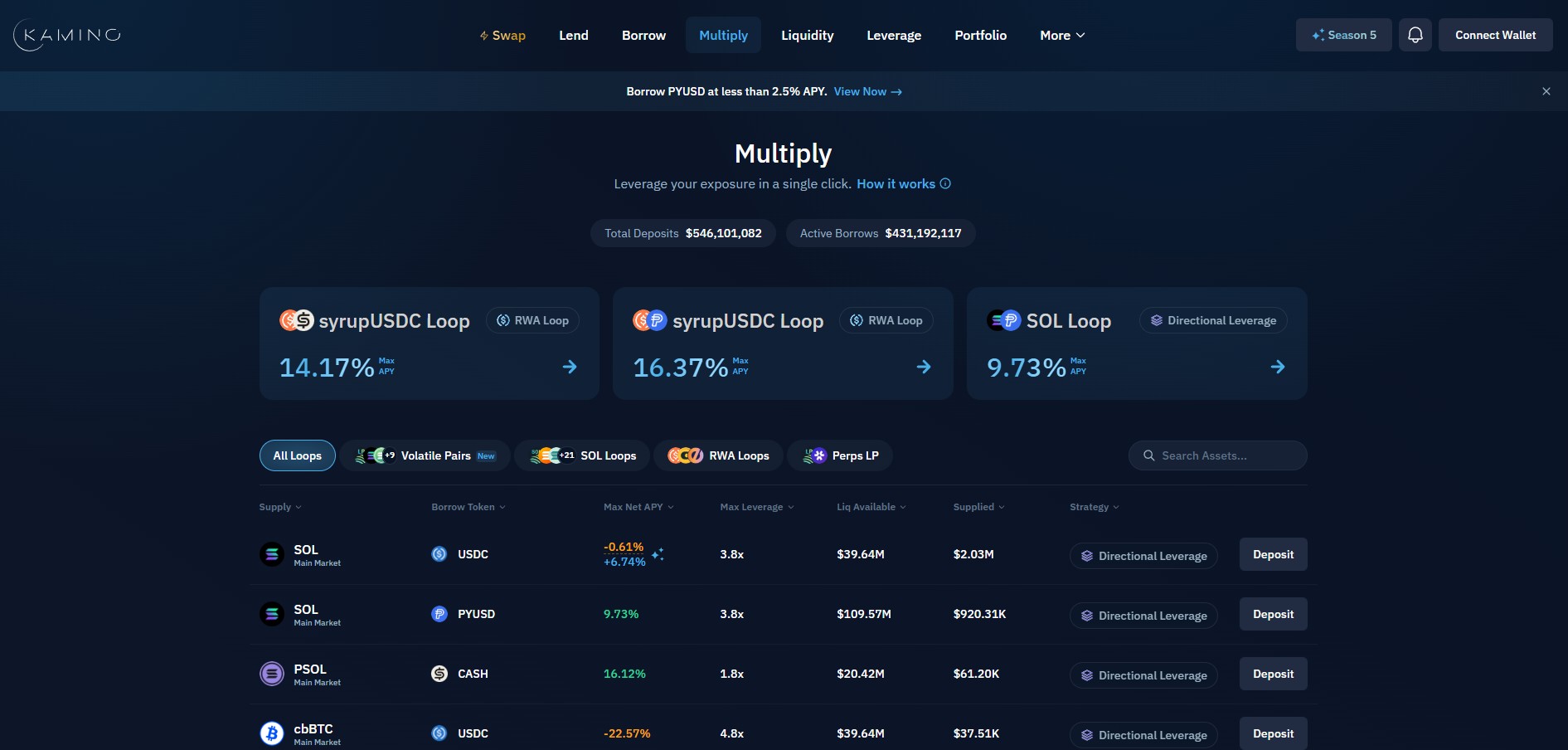 Kamino Multiply Vaults