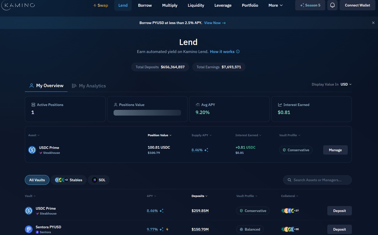 Kamino Lend deposit flow