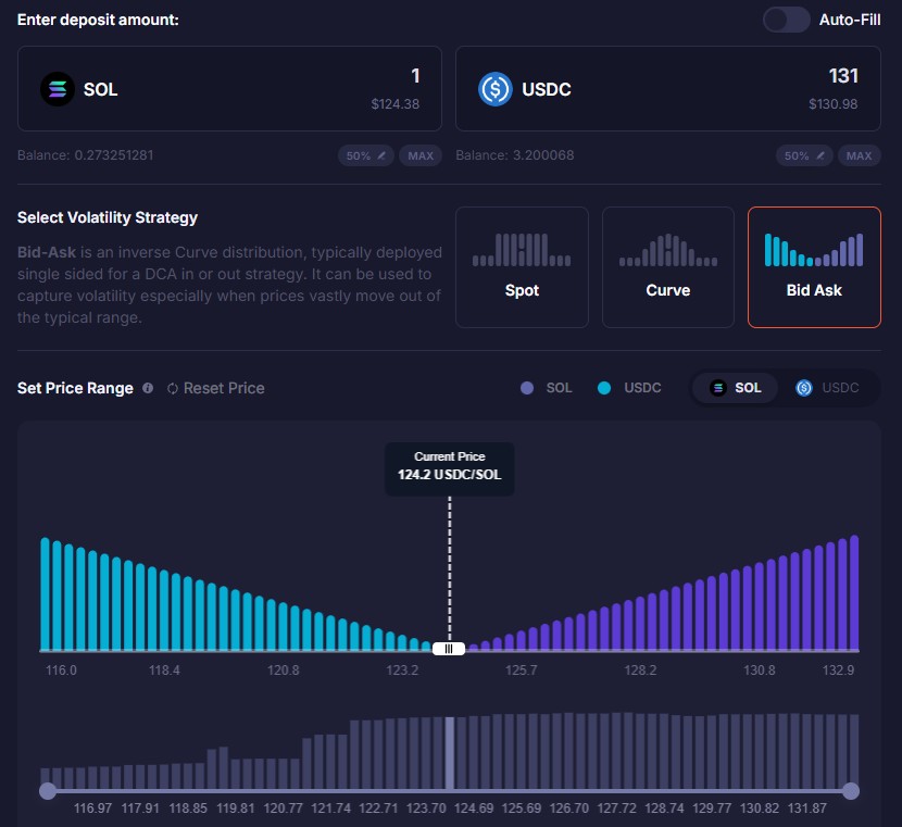 Bid-Ask форма для 50/50