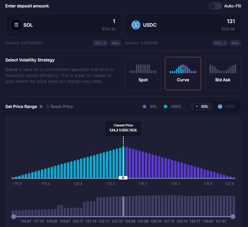 Curve форма для 50/50