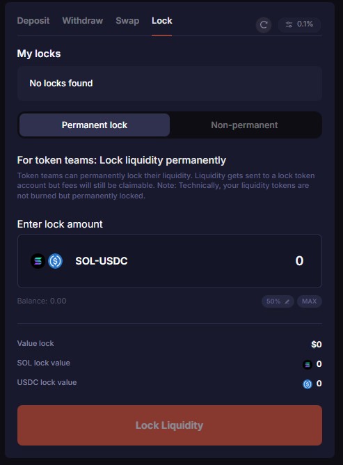 Вкладка Lock для перманентной блокировки