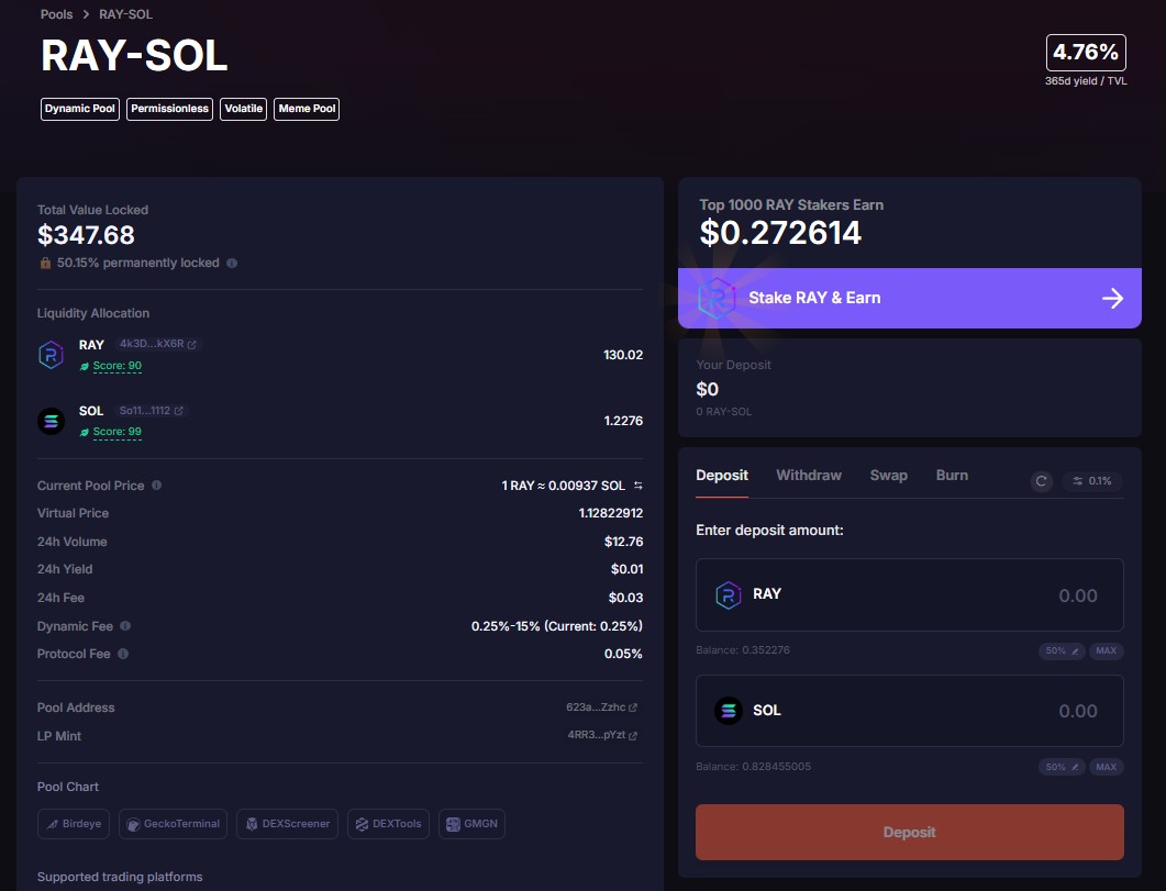 Программа Stake RAY & Earn