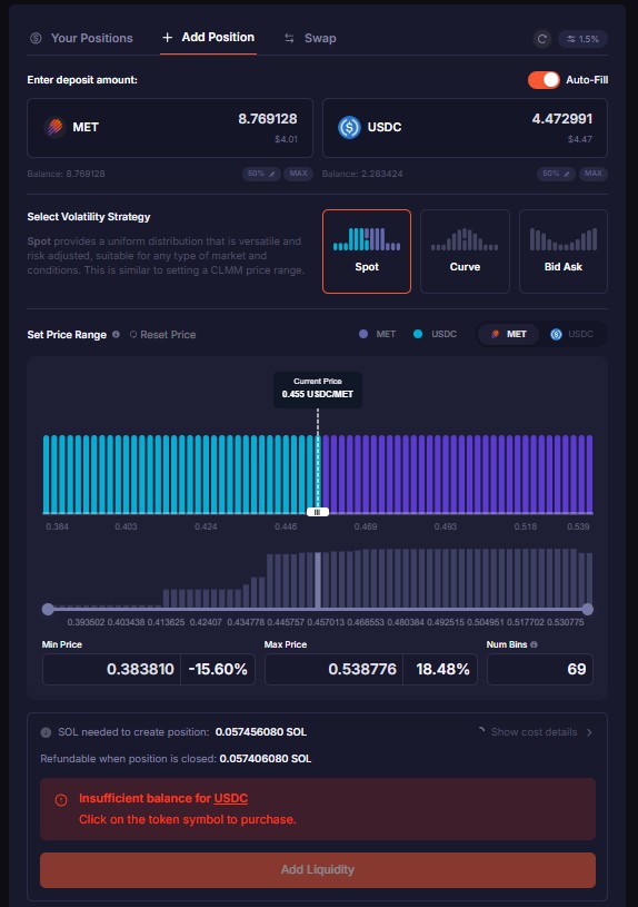 Интерфейс создания позиции Add Position